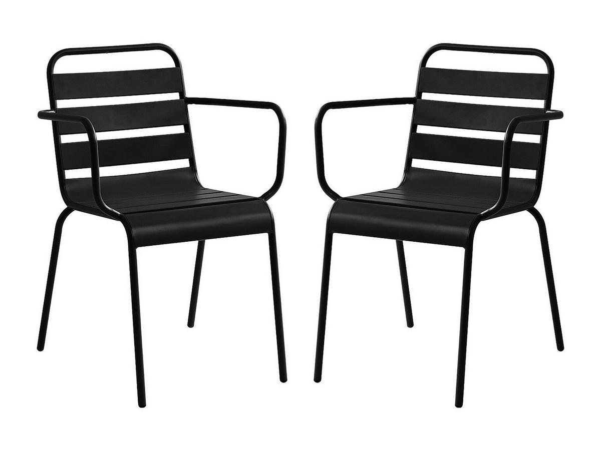 GARTENSTUHL - 56cm x 59cm - Stahl - schwarz - MIRMANDE - Schwarz, Metall (56/79/59cm) - Vente-Unique