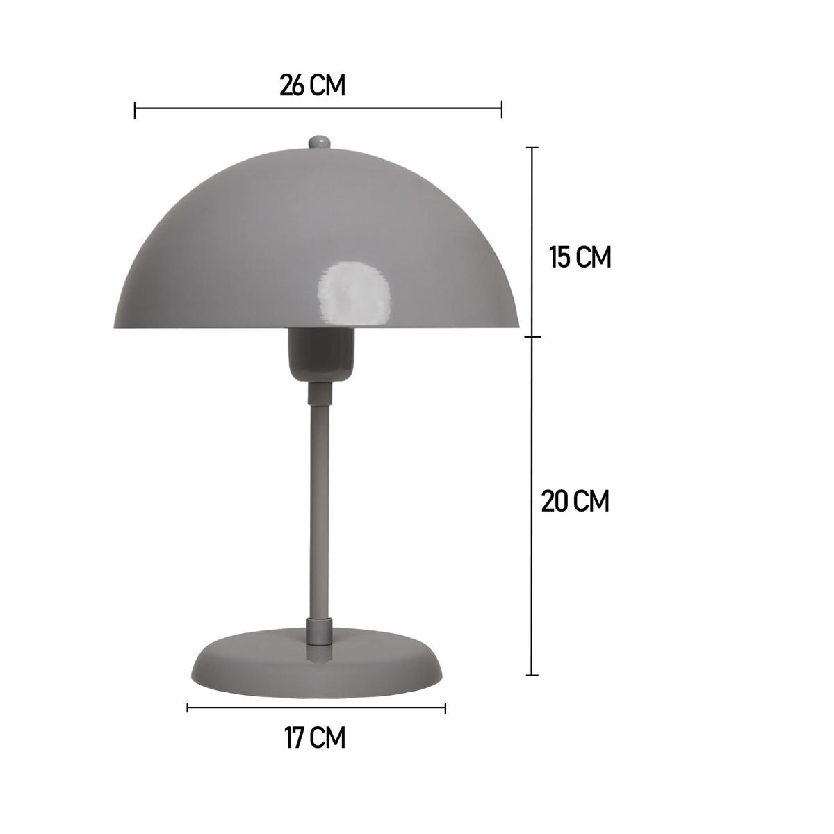 TISCHLEUCHTE Kleine Pilzlampen 26/35 - Grau, Metall (35/26/35cm) - Bamyum