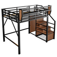 HOCHBETT Schwarz aus Metall 140×200cm mit Sicherheitsleiter, flexiblem Regal und farbwechselnder LED-Beleuchtung - Schwarz, Metall (140/200cm) - Luhomfu