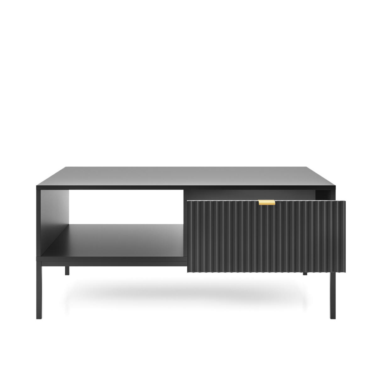 COUCHTISCH NANAIMO STO1-2S Profilierte Fronten, Schwarz - Schwarz, Holzwerkstoff/Kunststoff (68/104/48cm) - Komodee