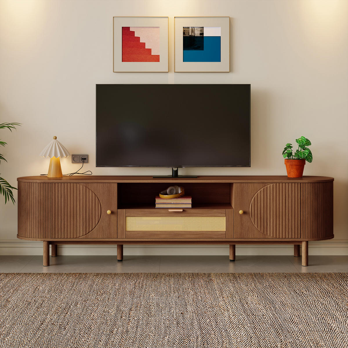 TV-LOWBOARD Nussbaumfarben 175/36/51 cm - Walnussfarben, Holzwerkstoff (175/51/36cm) - PANGIVO