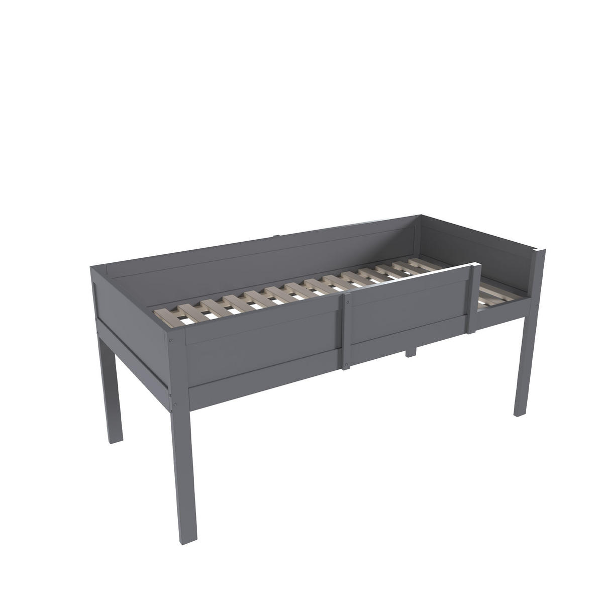 HOCHBETT 90x200 Grau Massivholz Dreibett Lattenrost - Grau, Holz (90/200cm) - FLIEKS