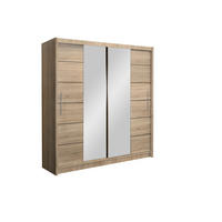 SCHWEBETÜRENSCHRANK KAYLE 203/215/61 cm 2-türig mit Spiegel Sonoma Eiche - Sonoma Eiche, Holzwerkstoff (203/215/61cm) - MASSENO