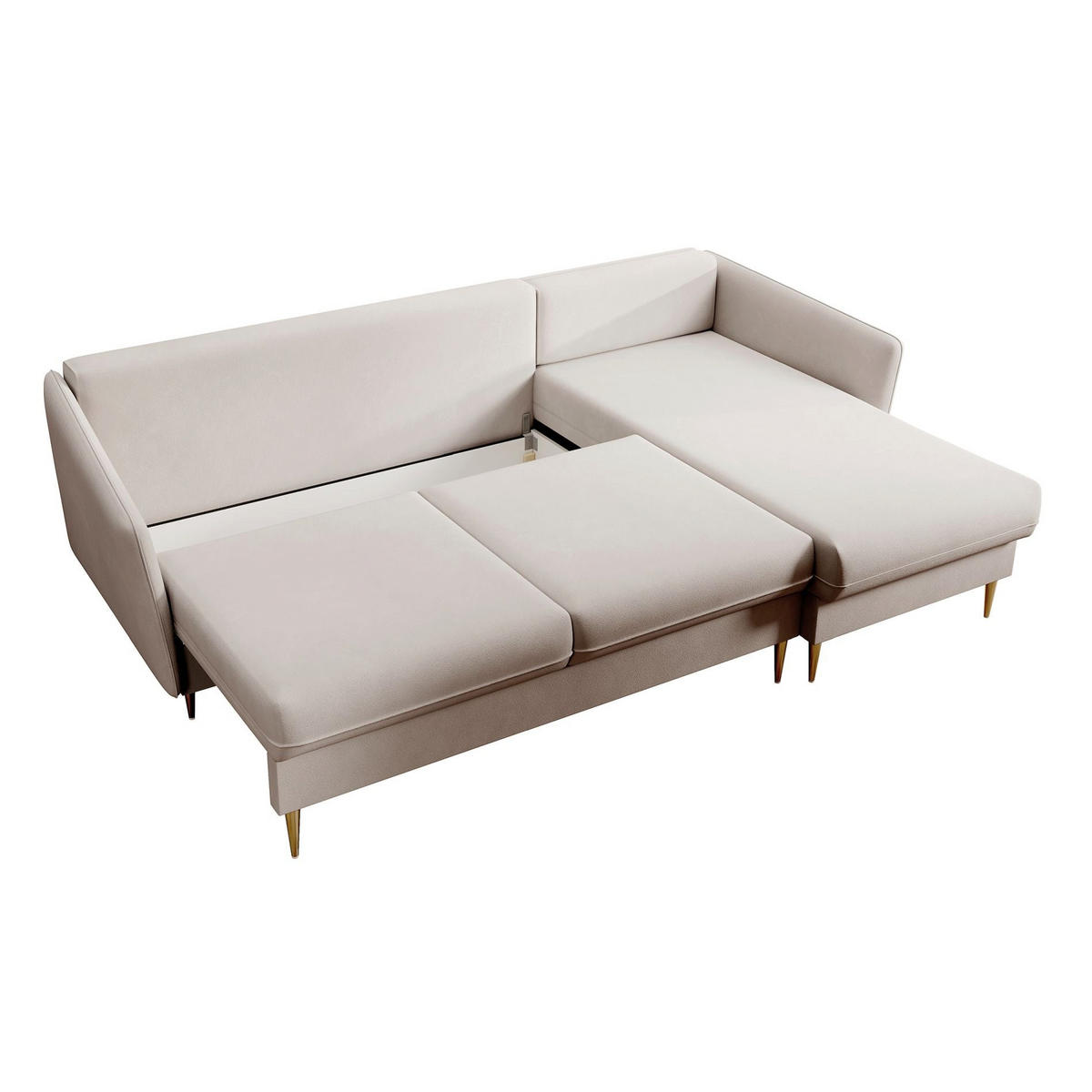 ROHOVÁ POHOVKA Volio béžový samet, 223 cm - zlatá/béžová, kov/textil (223/145cm) - Selsey
