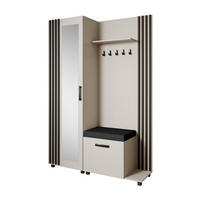 GARDEROBENSCHRANK Livia mit Aufhängern und Spiegel, Kaschmir, Schwarz, rechts - Kaschmir/Schwarz, Holzwerkstoff (137/207/42cm) - Beautysofa