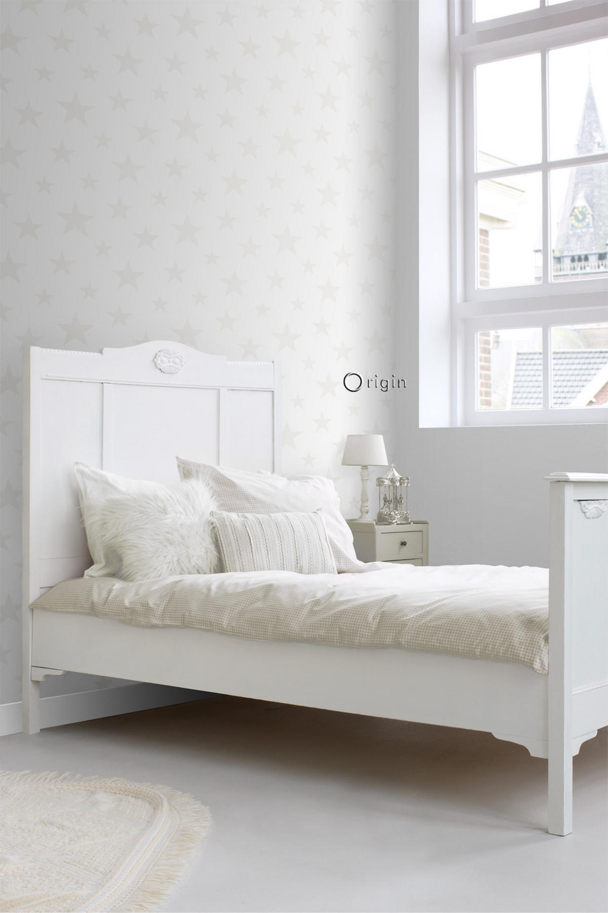 TAPETE Sterne 53 cm x 10.05 m - Weiß, Papier (53/0.1cm) - Origin Wallcoverings