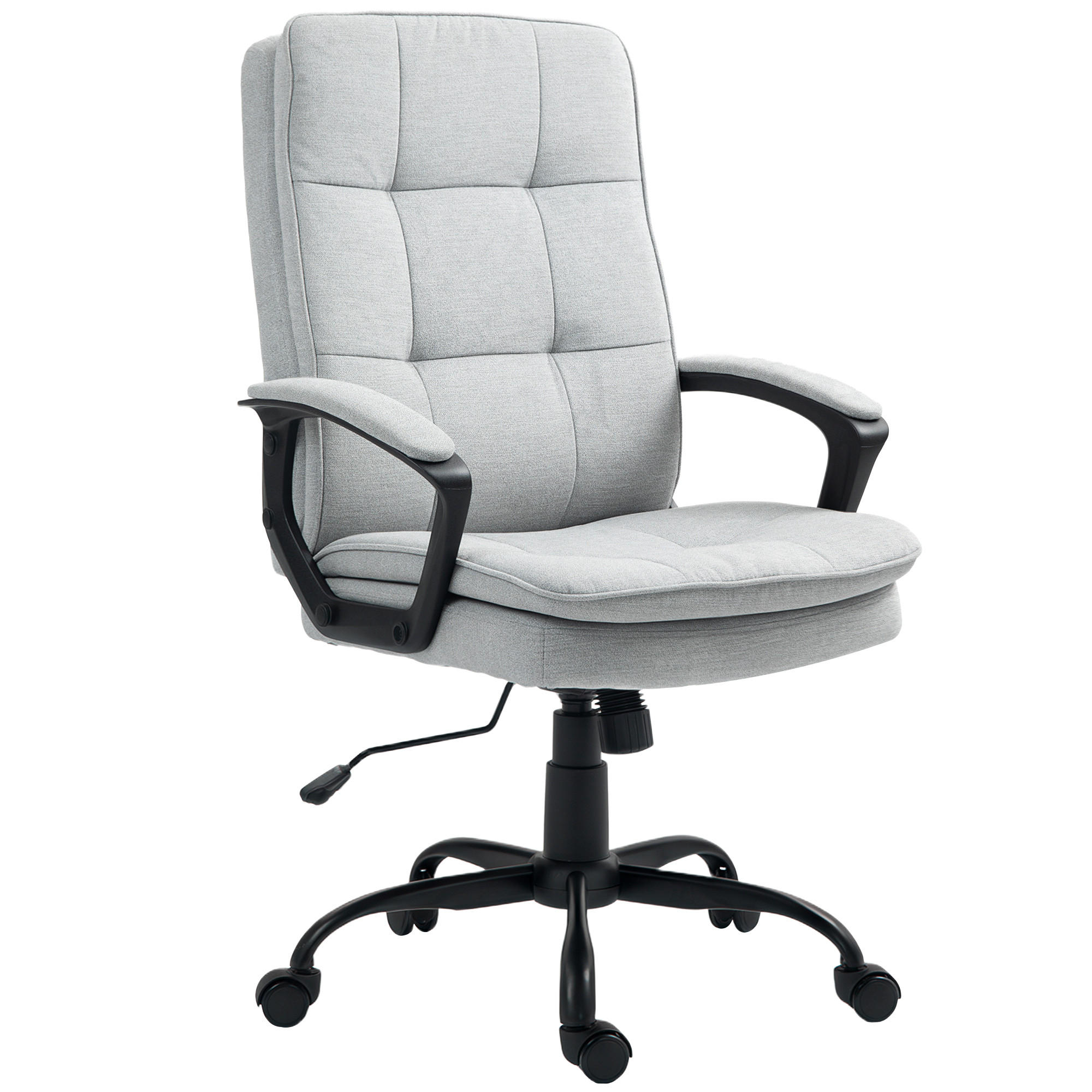 HOMCOM KANCELÁŘSKÁ ŽIDLE Ergonomická kancelářská židle s funkcí houpání, výškově nastavitelná, šedá