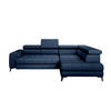 ECKSOFA BAGGIO Letto Stoff, Schlaffunktion, Bettkasten, Sitztiefe, Kopfstützen 280x196cm – Rechts – Marineblau - Dunkelblau, Holz/Textil (280/196cm) - DomoHome