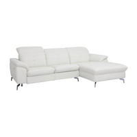 RELAXSOFA Ecksofa Leder - Ecke Rechts - Elfenbein - LISMORE - Weiß, Leder (170/250cm) - Vente-Unique