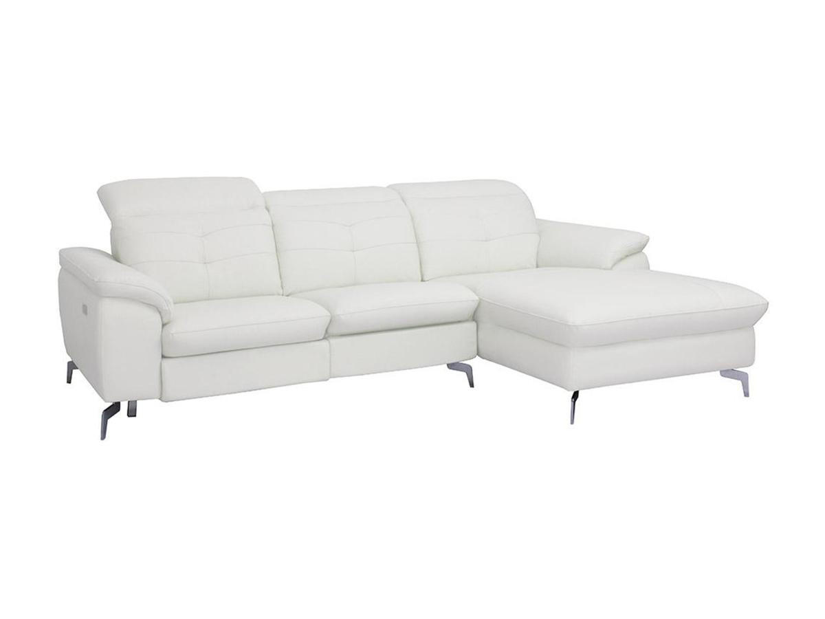 RELAXSOFA Ecksofa Leder - Ecke Rechts - Elfenbein - LISMORE - Weiß, Leder (170/250cm) - Vente-Unique