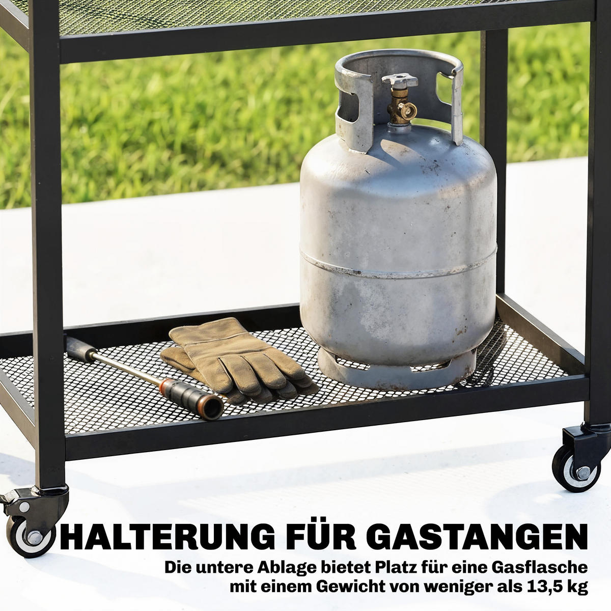 GRILLWAGEN Edelstahl Metall Schwarz - Schwarz, Metall (51/80/77cm) - Outsunny