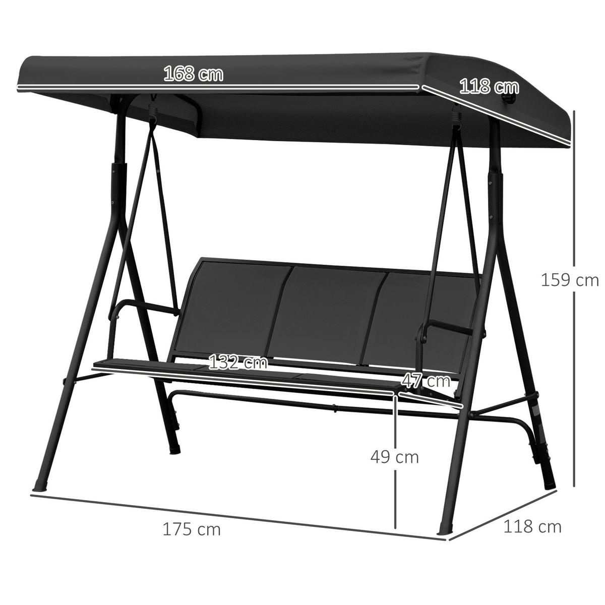 GARTENBANK DE-15240 Schwarz - Schwarz, Metall (175/159/118cm) - ComfortXL