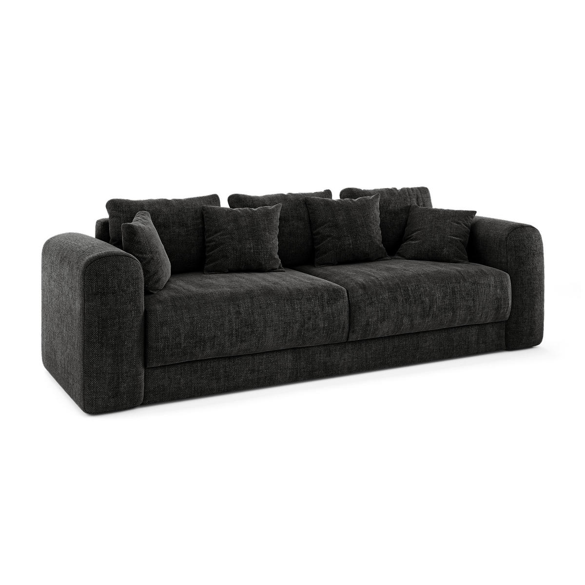 SCHLAFSOFA mit Stauraum in Nussbaum RIO Köpergewebe Dunkles Anthrazit 250cm - Dunkelgrau/Anthrazit, Textil (250/90/95cm) - Sia Home