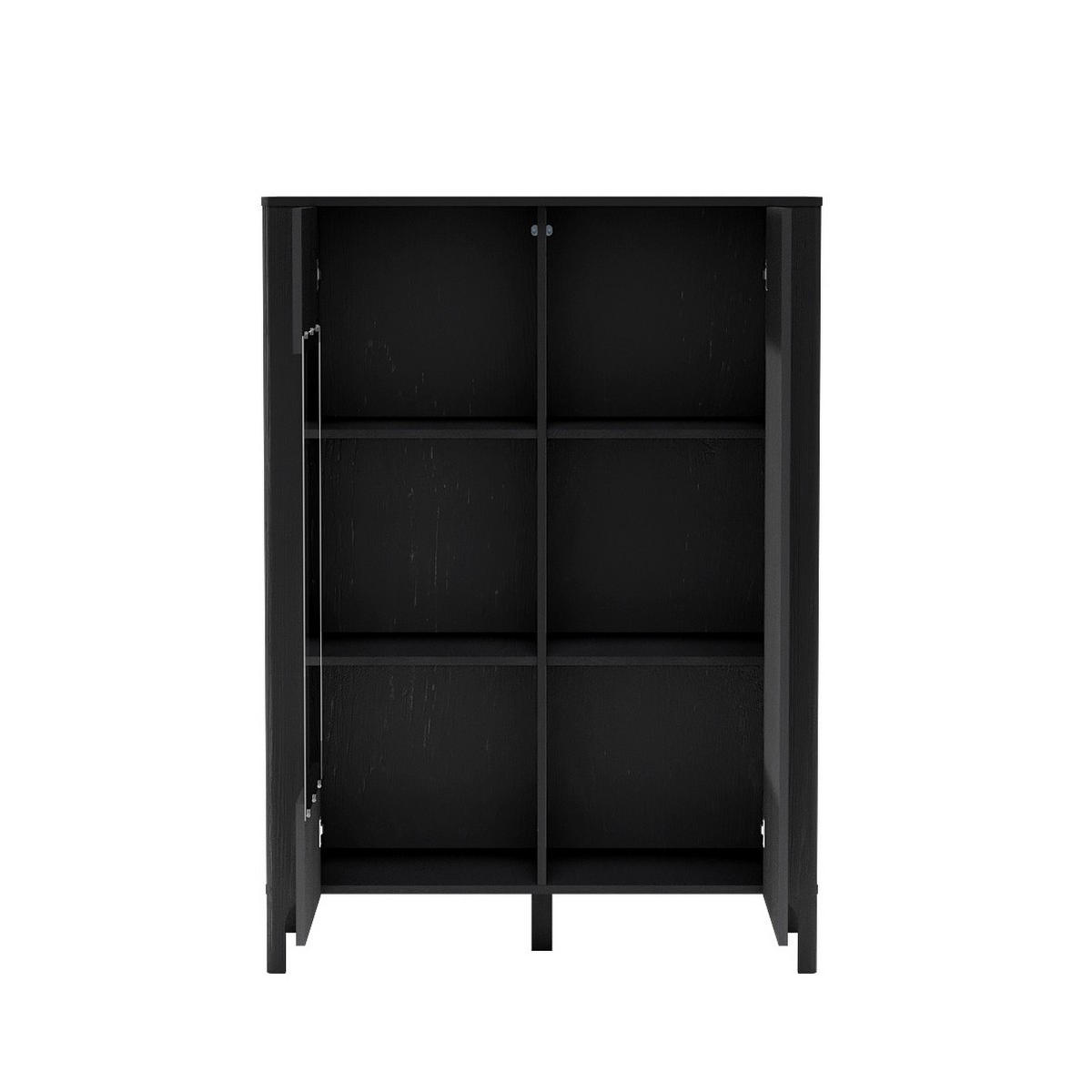 VITRINE Lumi Schwarz, zweitürig - Schwarz, Holzwerkstoff (103/145/41cm) - Bettso