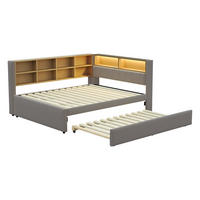 AUSZIEHBETT 140/200 cm DE-01984, in Dunkelgrau, mit LED und Steckdosen - Dunkelgrau, Metall (140/200cm) - ComfortXL