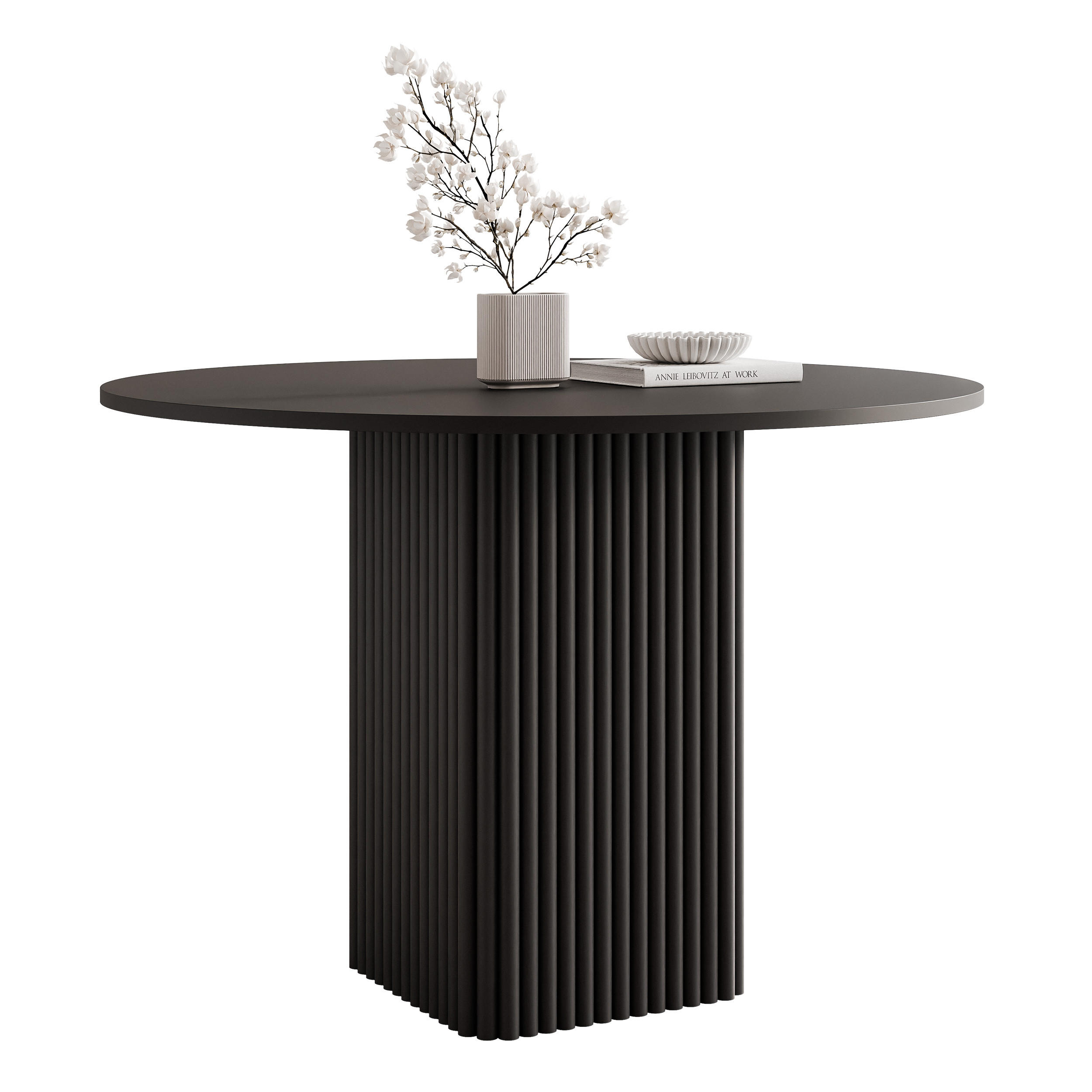 ESSTISCH FLORA 100/76 cm, Metallgestell, Schwarz - Schwarz, Holzwerkstoff/Metall (100/100/76cm) - Idohome