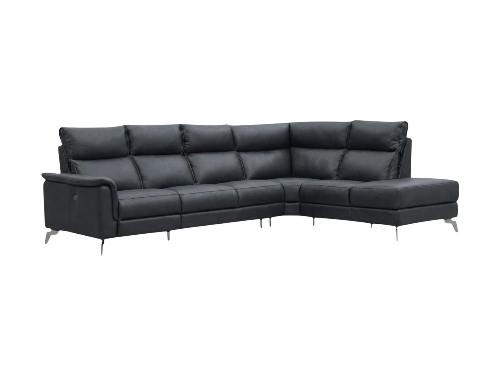 ECKSOFA Borea Echtleder Schwarz - Schwarz, Leder/Metall (310/220cm)
