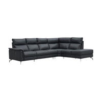 ECKSOFA Borea Echtleder Schwarz - Schwarz, Leder/Metall (310/220cm)