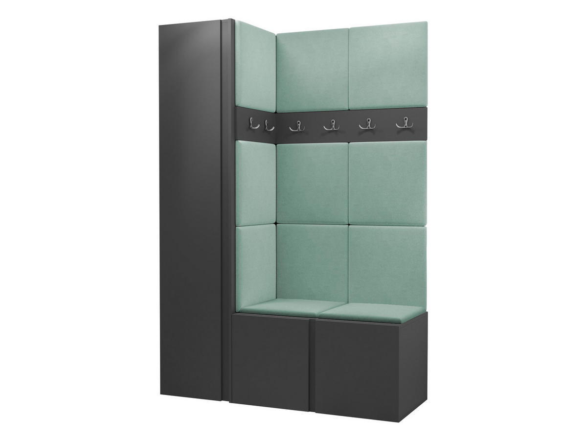 GARDEROBEN-SET Orion IX - Graphitfarben/Mintgrün, Holzwerkstoff/Kunststoff (124/186/46cm) - MIRJAN24