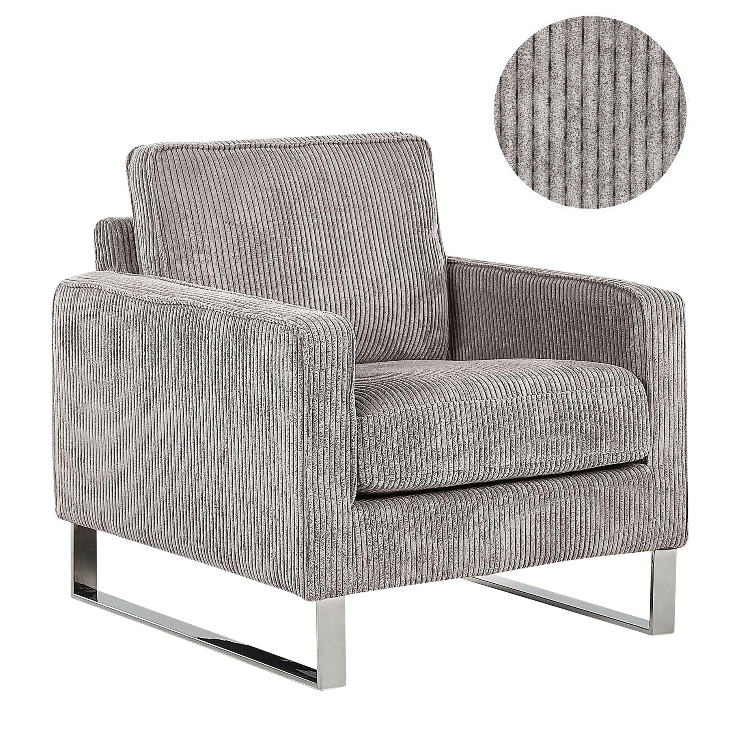 SESSEL Cord Grau Vind - Grau, Textil/Metall (79/82/85cm) - Beliani