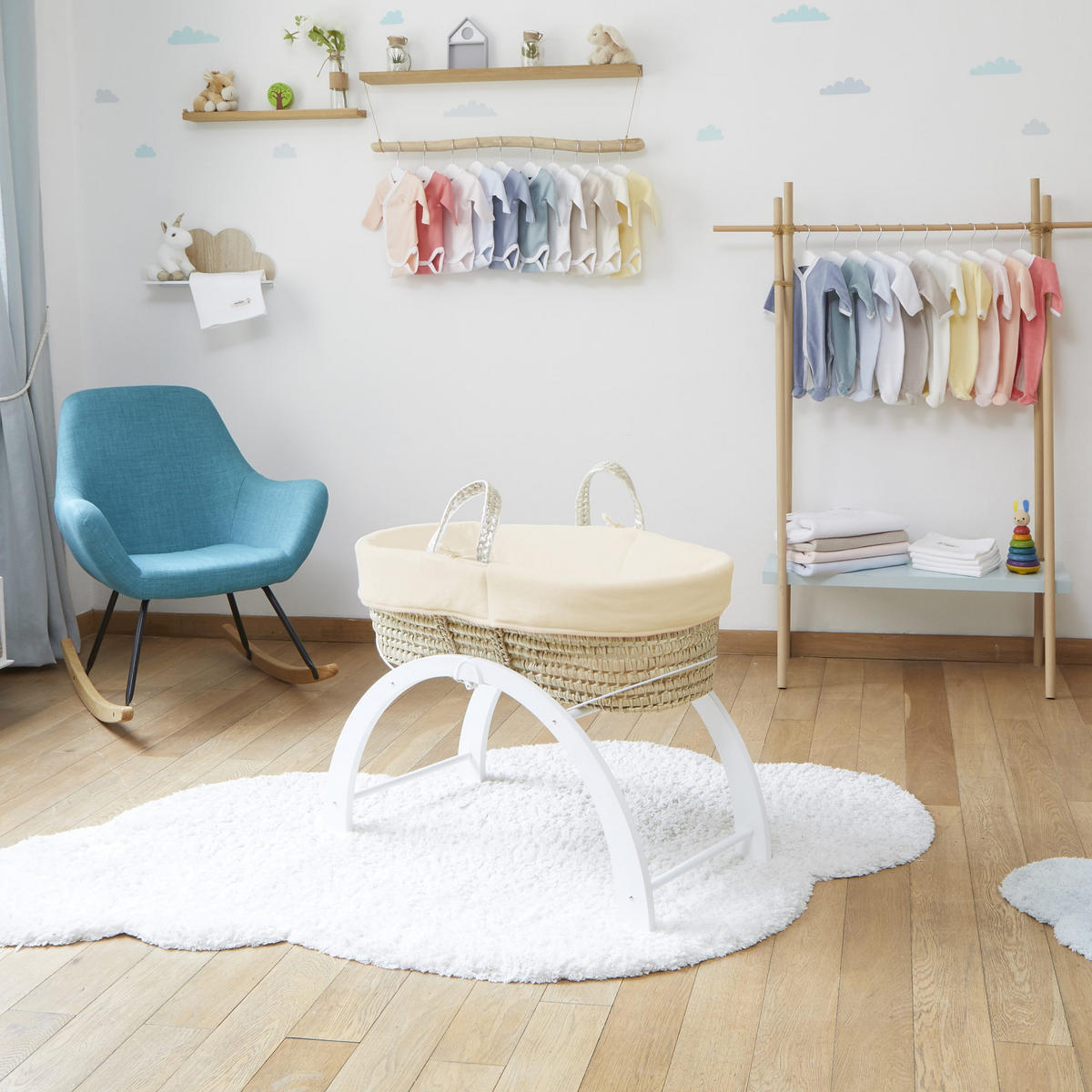 BABYTRAGEKORB mit umdrehbarem Gestell natur - Ecru, Naturmaterialien (29/78cm) - Premiers Moments