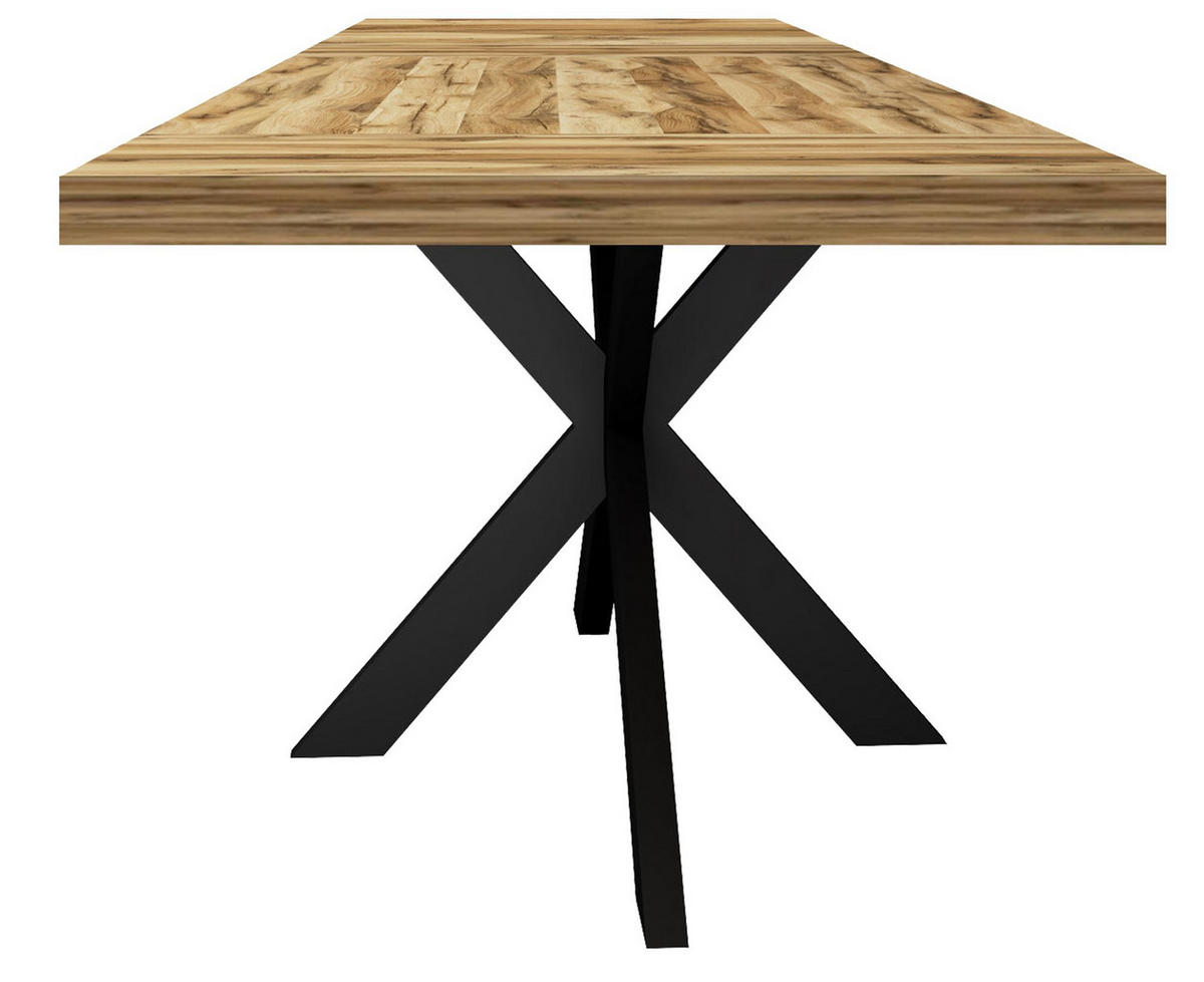 ESSTISCH Elgin 2 210-310x80x100 Holzwerkstoff Schwarz/Plankeneiche - Alteiche/Schwarz, Holzwerkstoff (210/100/80cm) - 58aufmkessel