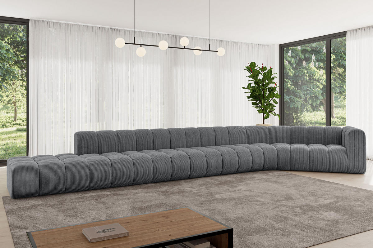 ECKSOFA modulares Sofa Tilmo-L3 - 581x194x70 cm Dunkelgrau - Dunkelgrau, Holzwerkstoff/Textil (581/194cm) - ALTDECOR