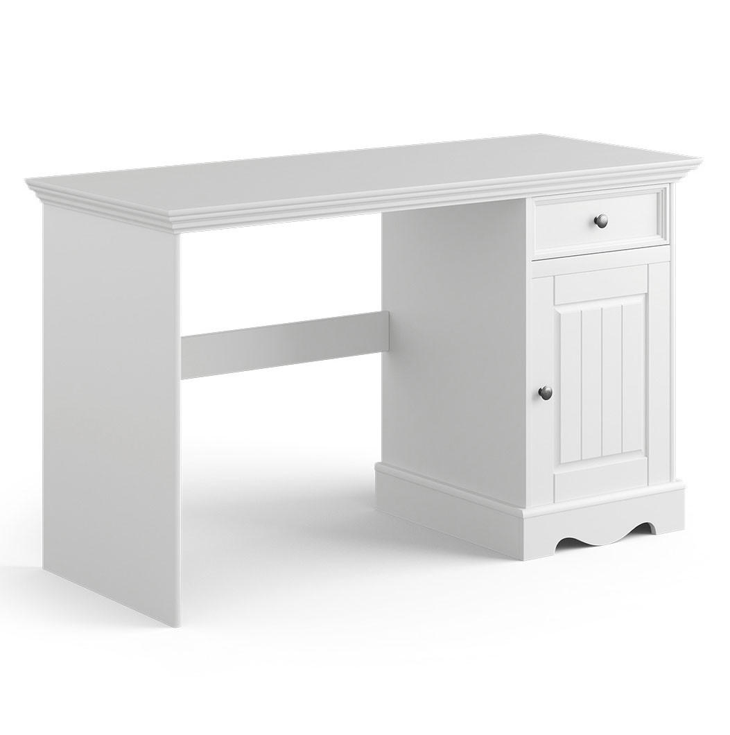 SCHREIBTISCH Belluno Kiefer weiß (RAL9010) lackiert 130 / 53 / 77cm - Weiß, Holz/Holzwerkstoff (53/130/77cm) - Feldmann-Wohnen