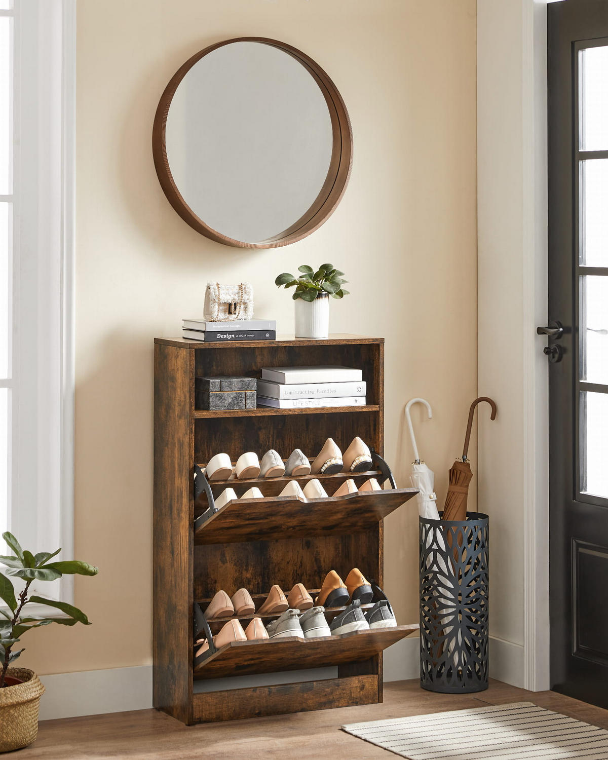 SCHUHSCHRANK, braun - Braun, Holzwerkstoff/Kunststoff (60/102/24cm) - A2A Home