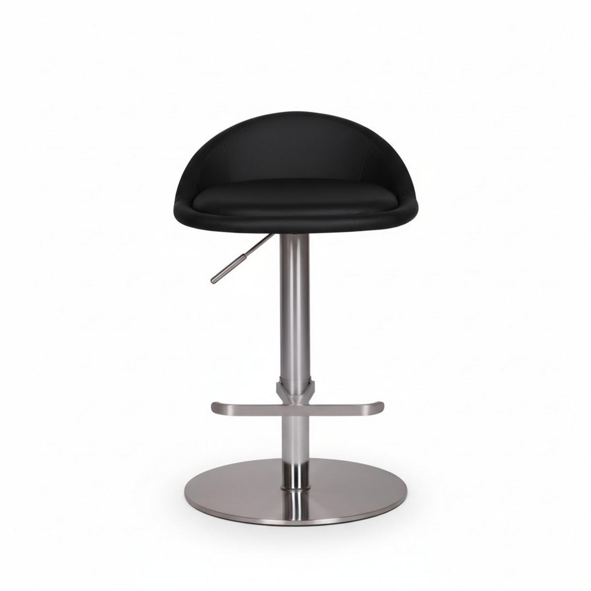 BARHOCKER Höhenverstellbar Edelstahl Halbrunde Rückenlehne DONAU, Schwarz 43x43x90 cm - Silberfarben/Schwarz, Kunststoff/Textil (43/90/43cm) - KADIMA DESIGN