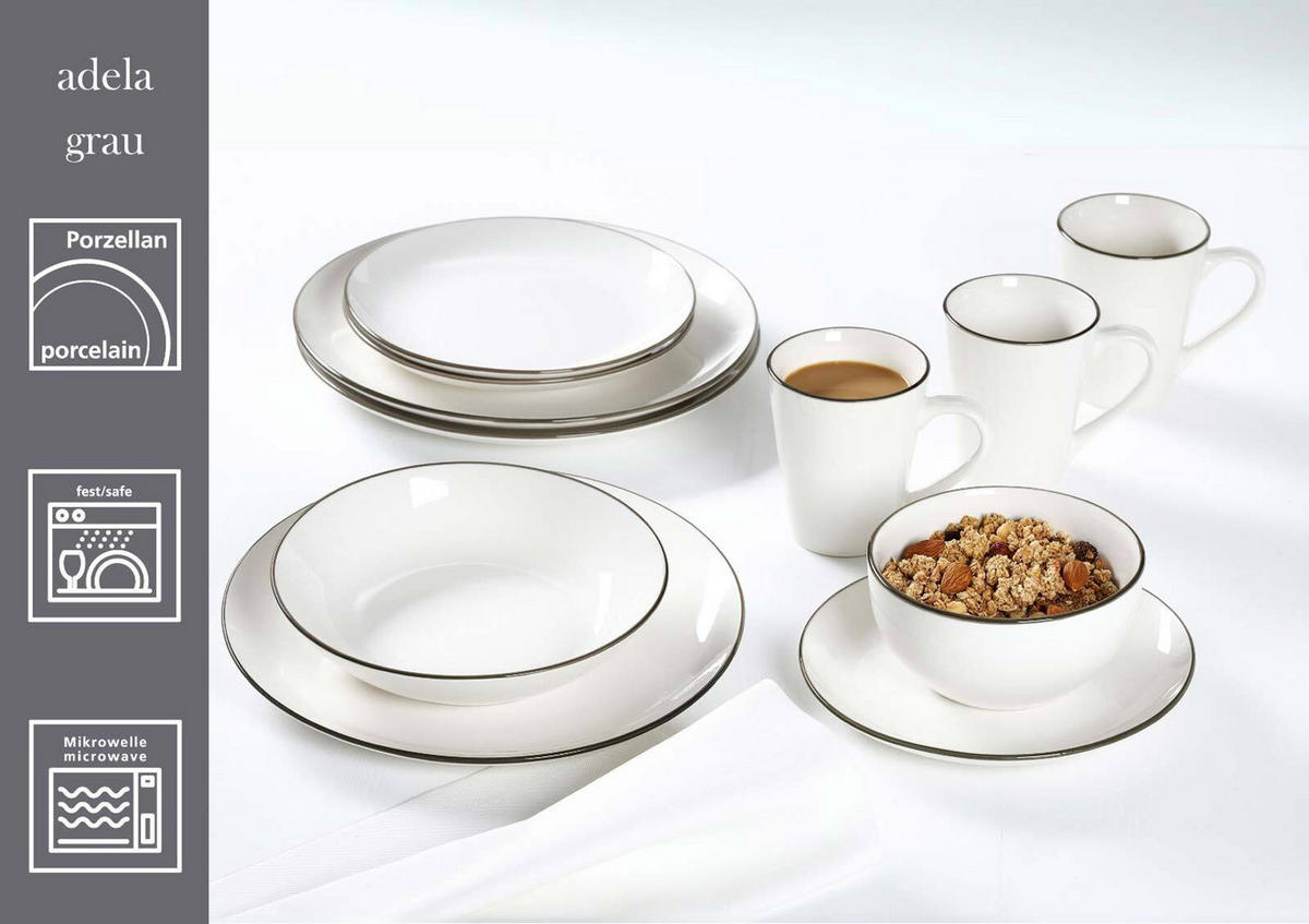 FRÜHSTÜCKS-SET Adela grau 18er Set - Grau, Keramik (1/1/1cm) - Ritzenhoff Breker