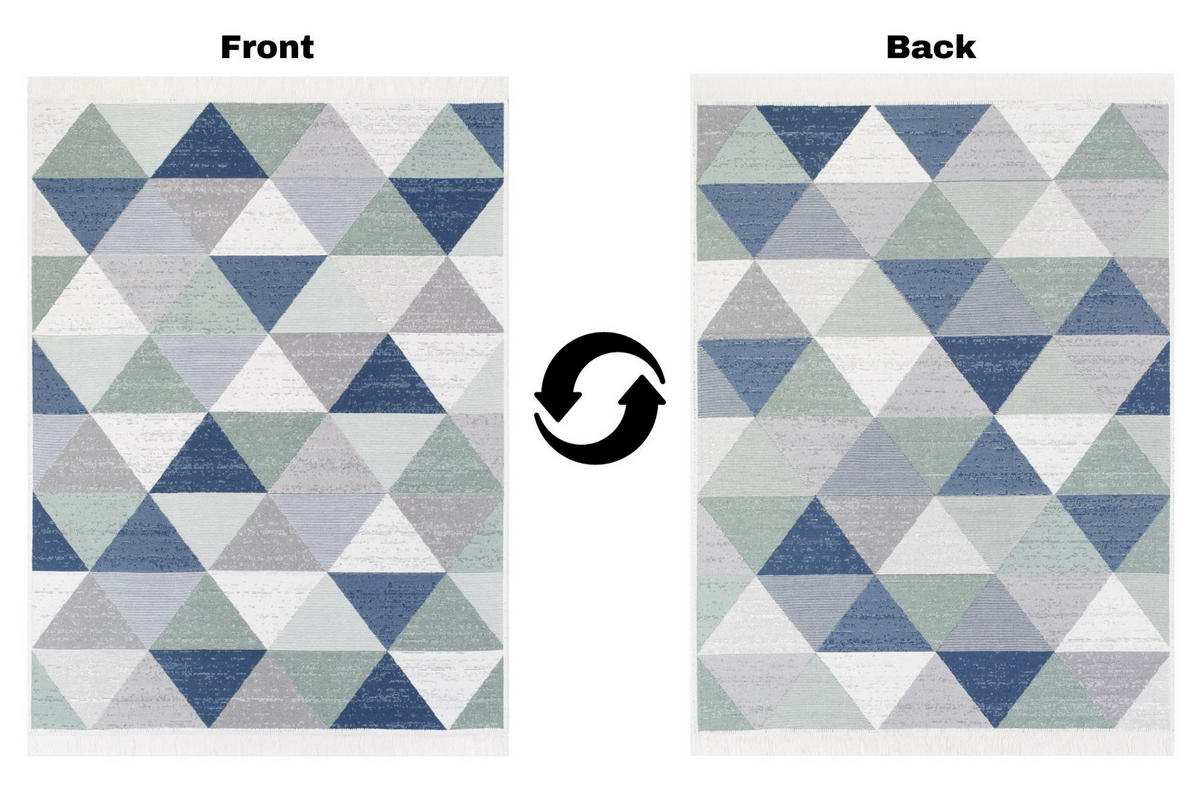 TEPPICH AZTECA Grau 60/110 cm - Blau/Grau, Textil (60/110cm) - Tapiso