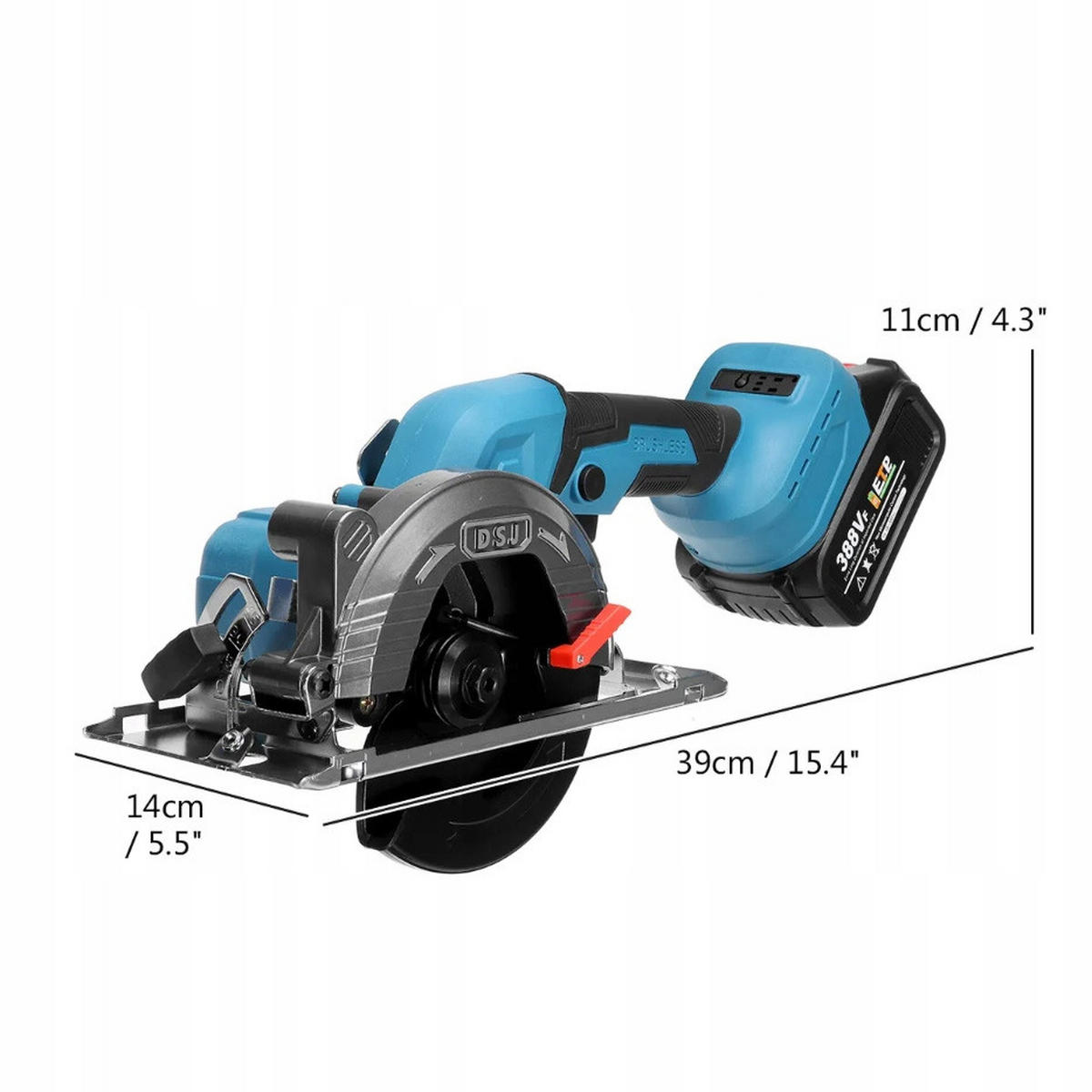 KREISSÄGE BB21V - Akku, 21 V, 2x 4 Ah, 125 mm, 6500 U/min, bürstenlos, Schnitttiefe 0-45 mm, Neigung 0-45° - Multicolor, Kunststoff/Metall (10/10/10cm)