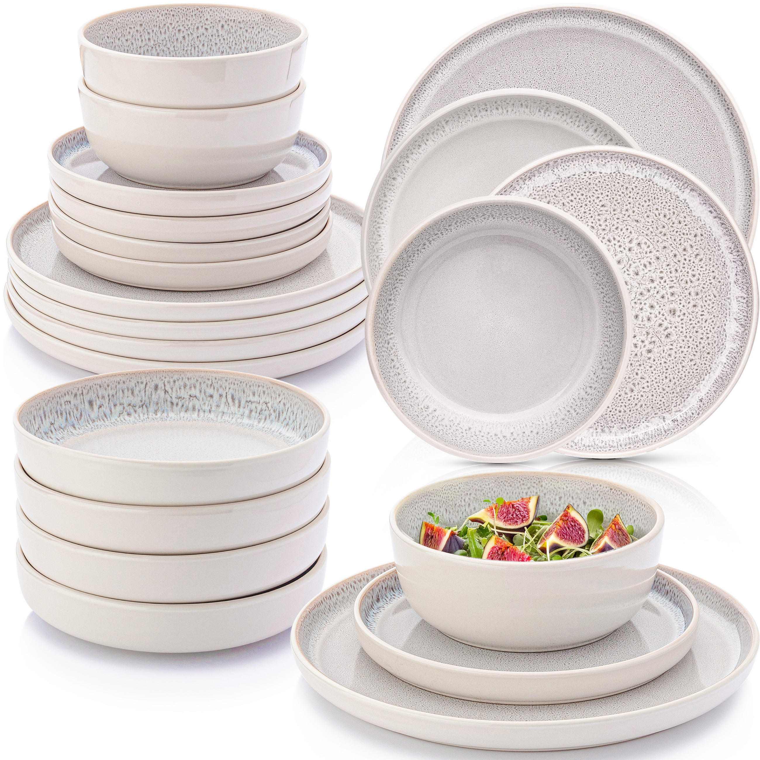TAFELSERVICE KRETA - 24 teilig aus Steingut - Creme, Stein (27/6.5/27cm) - Sänger