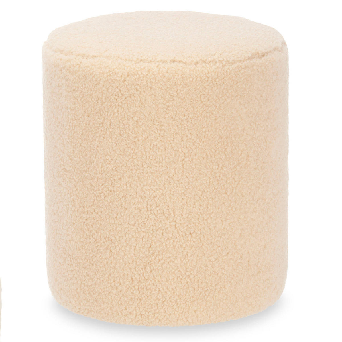 SITZHOCKER Teddy Ø 32 cm - Beige, Textil (32/36/32cm) - Giftdecor