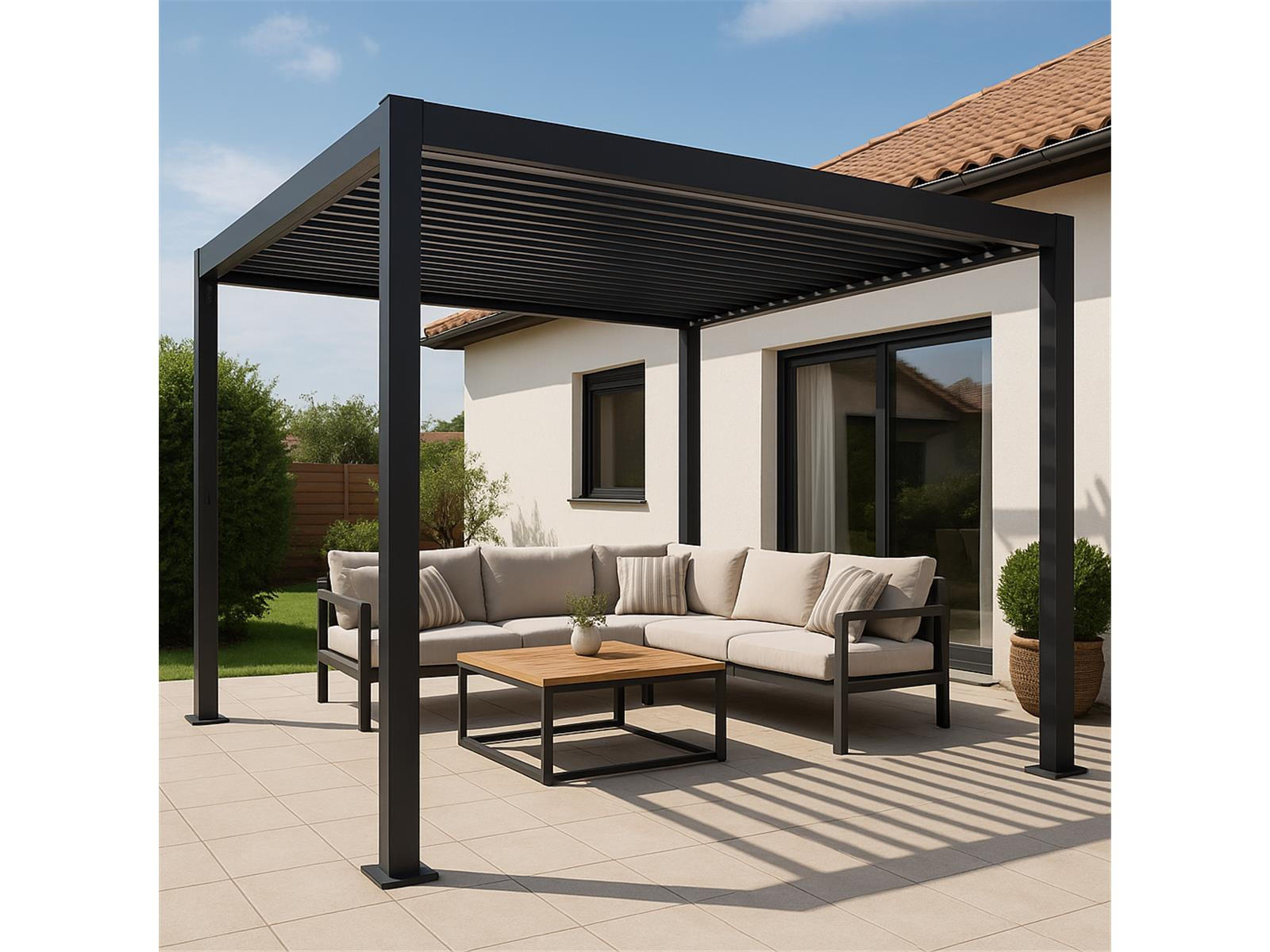 LAMELLENDACH-PERGOLA Mirador Classic 3 x 4 m Anthrazit Aluminium - Grau, Kunststoff (400/250/300cm) - Green Spirit