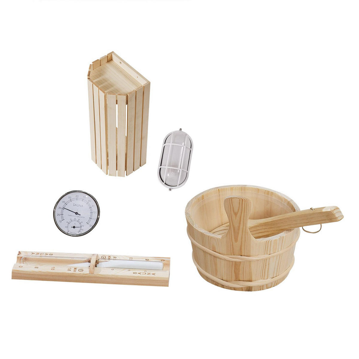 FASSSAUNA Nolvik XXL inkl. Zubehör-Set - Naturfarben, Holz (186/194/220cm) - Artsauna