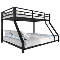 ETAGENBETT 90x200/140x200 cm in Schwarz – Metall, mit Treppe und Geländer - Schwarz, Metall (90/200cm) - Modenvie