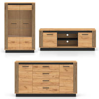 WOHNZIMMER-SET Urso 3-teilig Gold Craft Eiche / Schwarz - Eichefarben/Schwarz, Holz/Holzwerkstoff (402/141/40cm) - Feldmann-Wohnen