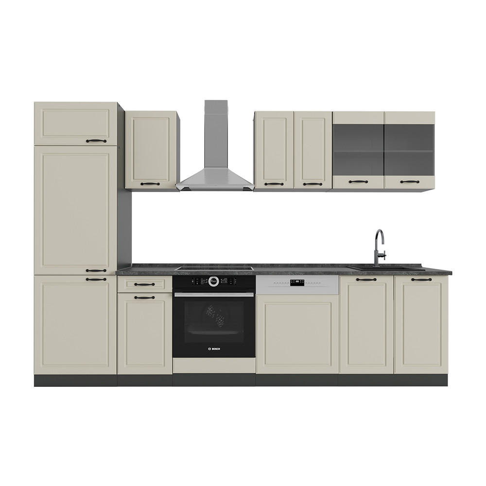 Vicco Küchenzeile Beige, Anthrazit 300x206.8x60 cm