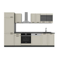 KÜCHENZEILE R-Line, Sand Landhaus/Anthrazit, 300 cm Arbeitsplatte Anthrazit - Beige/Anthrazit, Holzwerkstoff (300/206.8/60cm) - Vicco