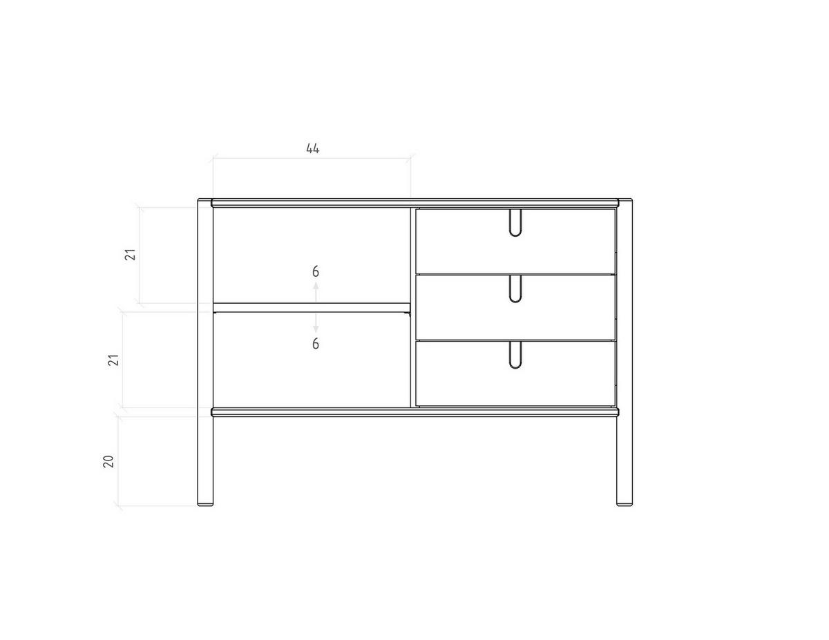 KOMMODE INA Wildeiche - Alteiche, Holz (97/69/46cm) - byoak