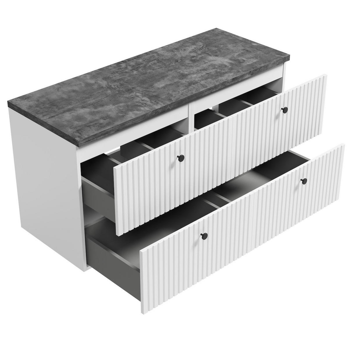 WASCHBECKENUNTERSCHRANK Saros 4 Schubladen Weiß - 120 x 45 x 61 cm - Weiß, Holz (120/61/45cm) - Badplaats