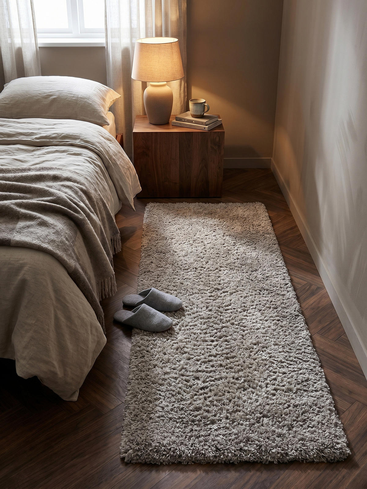 TEPPICH Wohnzimmer Hochflor Einfarbig Weich Flauschig Waschbar Läufer Beige 80x250 cm – SALZACH - Beige, Textil (250/80cm) - KADIMA DESIGN