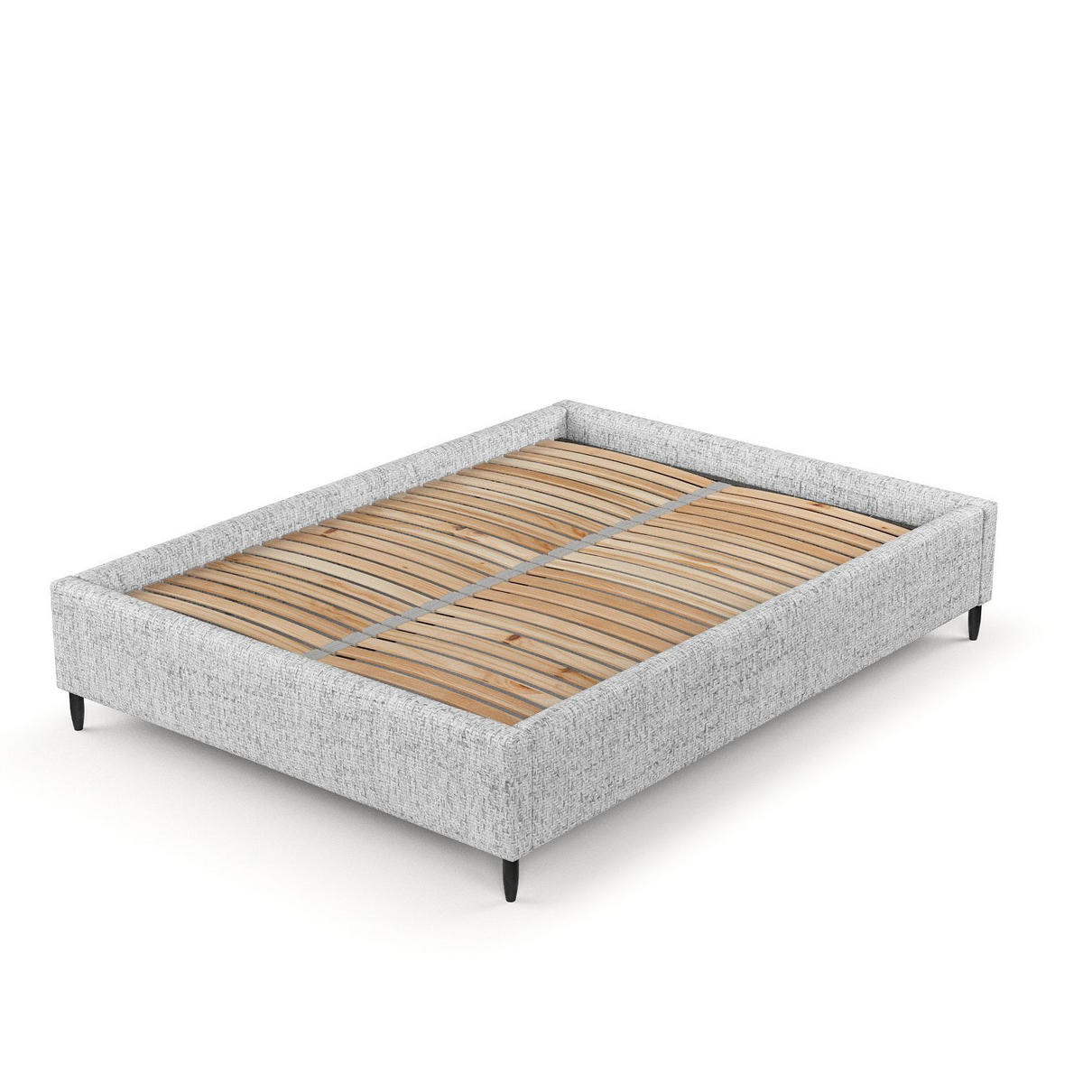POLSTERBETT Larch Hellgrau 180/200 cm im Webstoff - Hellgrau/Schwarz, Holz/Holzwerkstoff (180/200cm) - Maison de Reve