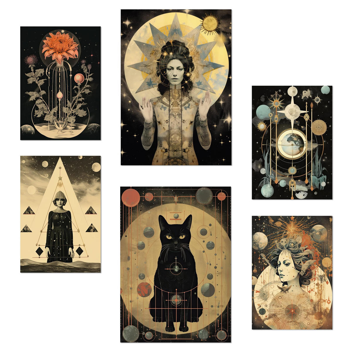 POSTER Set Mit 6 Mystischen Esoterischen Für Frauen A3 & A4 Rahmenlos - Klar, Papier (29/3cm) - Nacnic