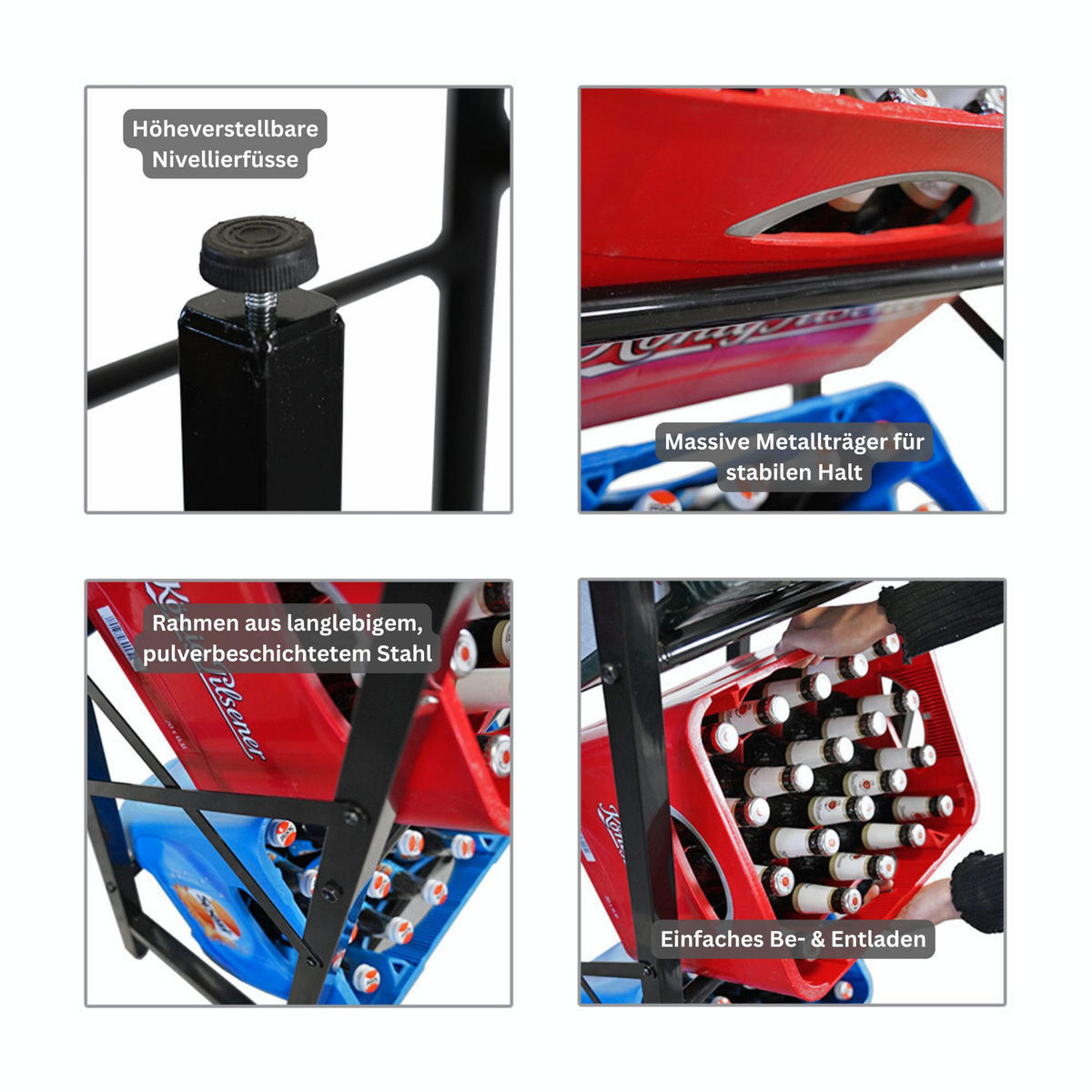 GETRÄNKEKISTENREGAL Königssee M 108x49x32 3 Kisten auf 3 Ebenen Schwarz - Schwarz, Metall (49/108/32cm) - PROREGAL