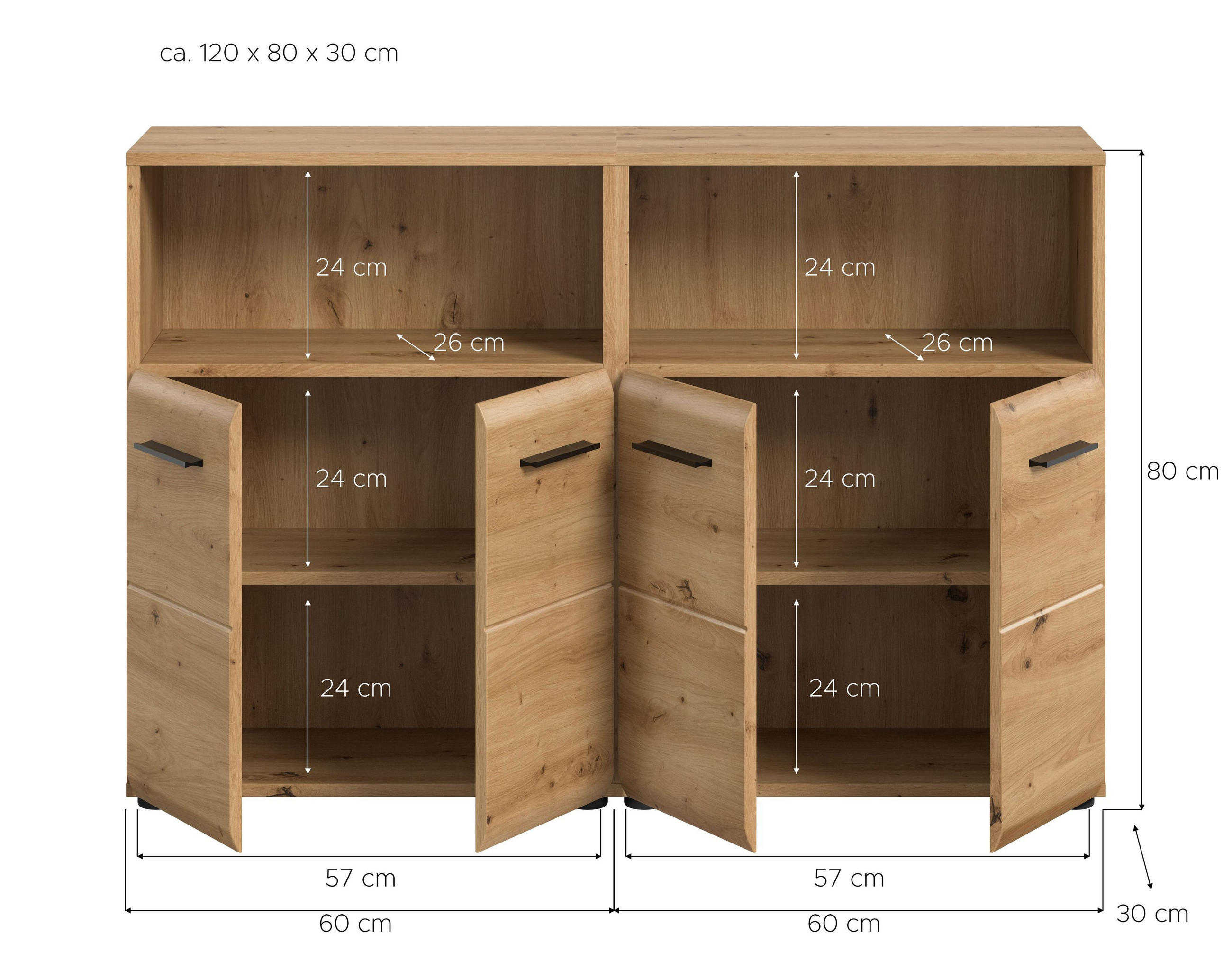 Homes & Jones Badezimmer Eiche Artisan 120x80x30 cm