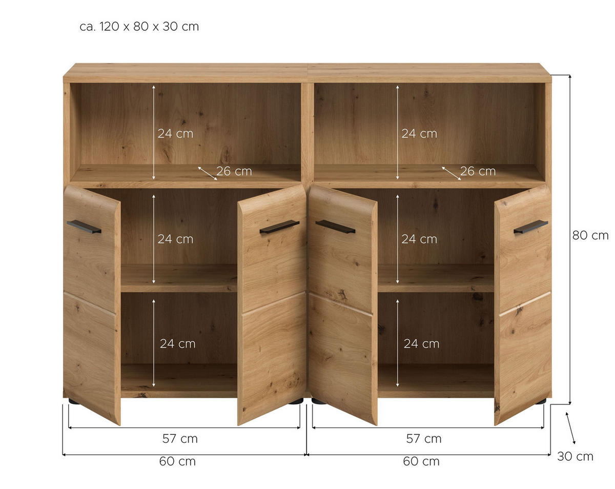 BAD-SET ICE 2-tlg. (B/H/T: ca. 120/80/30 cm) in Artisan Oak Nachbildung/Artisan Oak Nachbildung - Eiche Artisan, Holz (120/80/30cm)