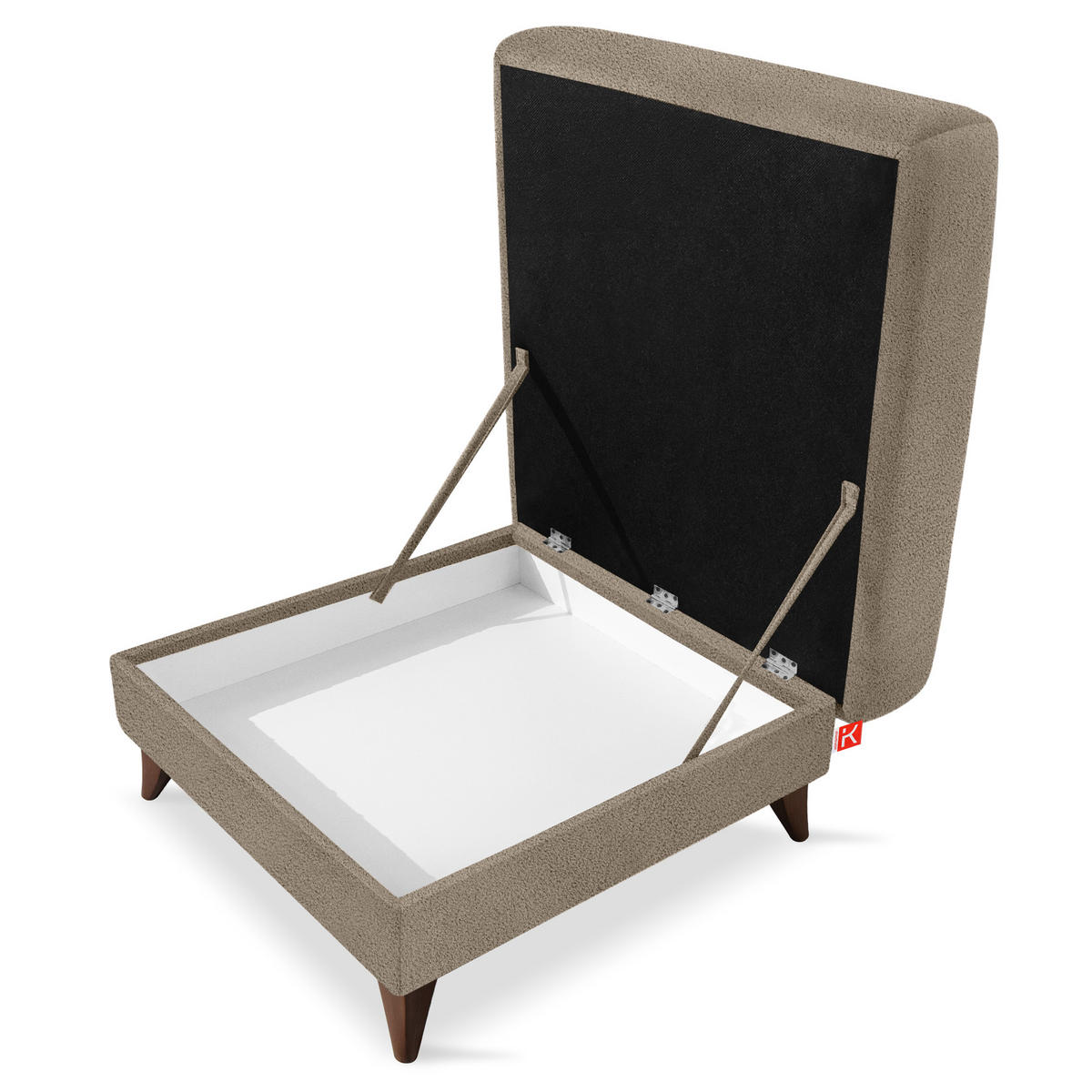 HOCKER GUSTAVO Bouclé, Braun - Braun, Holz/Holzwerkstoff (92/49/92cm) - KONSIMO®